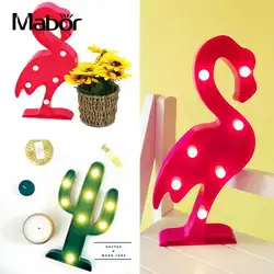 Огни кактус Лодка Якорь Фламинго загораются маленьких лампы Night Light Home Decor