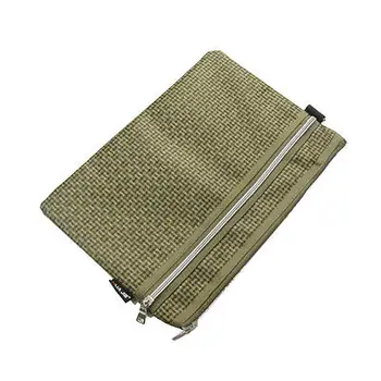 

Brown Two Compartments Zipper Closure Carrying File Bag Holder