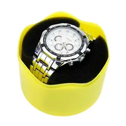 Корпус часов Для женщин Для мужчин модные круглые Пластик коробка для одной пары часов футляр для часов Коробки наручные чехол для