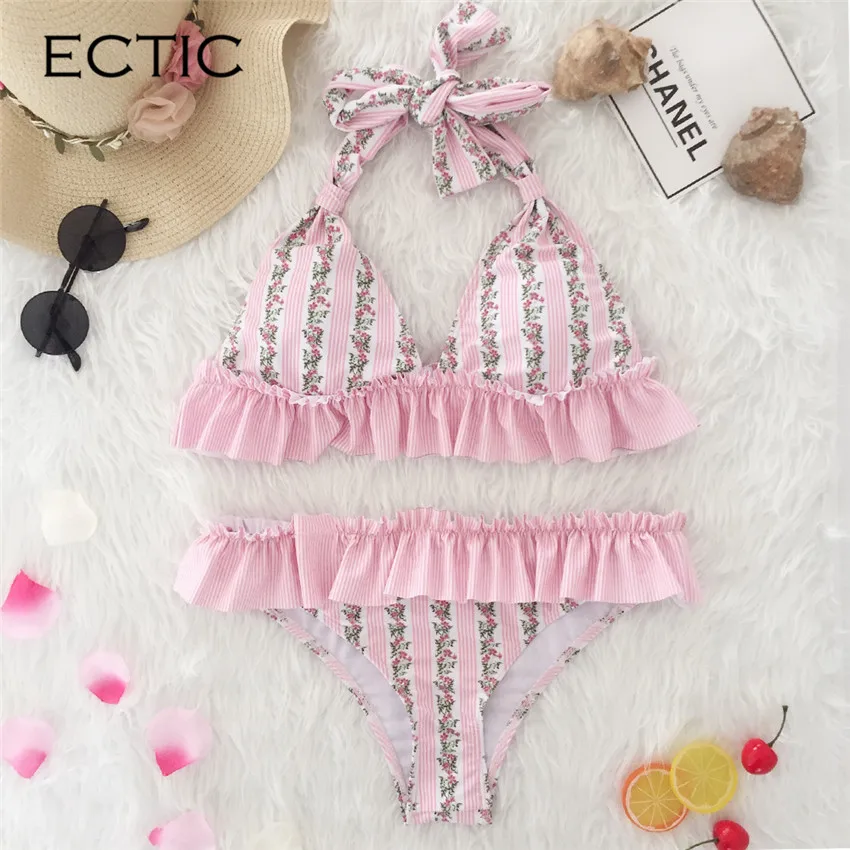 

Bikini Set Women Swimwear Fold Swimsuit For Women Padded Biquini Print Bathing Suit Sexy Beachwear