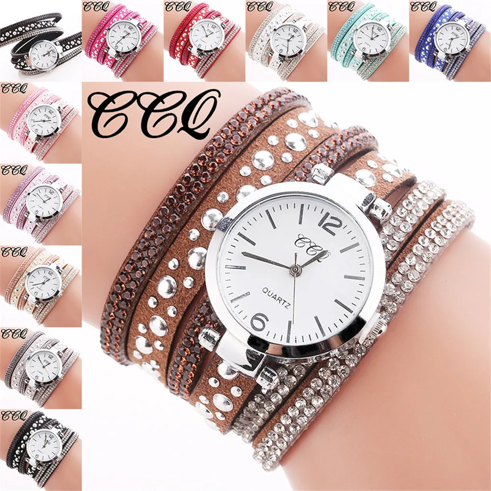 

CCQ Women Fashion Casual Analog Quartz Women Rhinestone Watch Bracelet Watch