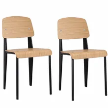 Жан Prouve промышленное кресло дома Кухня обеденный деревянные, для офиса спинка сидения металлический стул(набор из двух