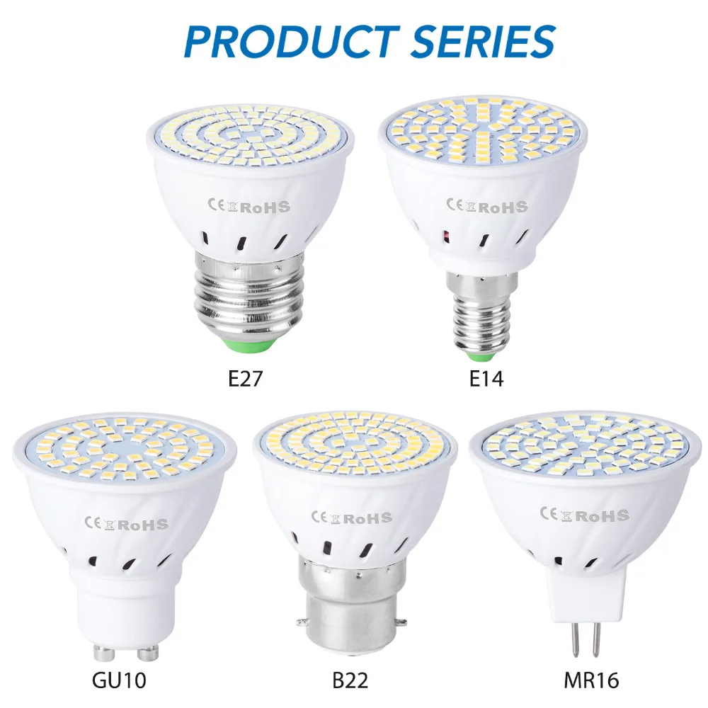 

GU10 Led Bulb E27 Spotlight Led 220V Corn Light Bulbs E14 SMD 2835 Lampada 48 60 80leds Chandelier For Home MR16 Foco Lamp B22