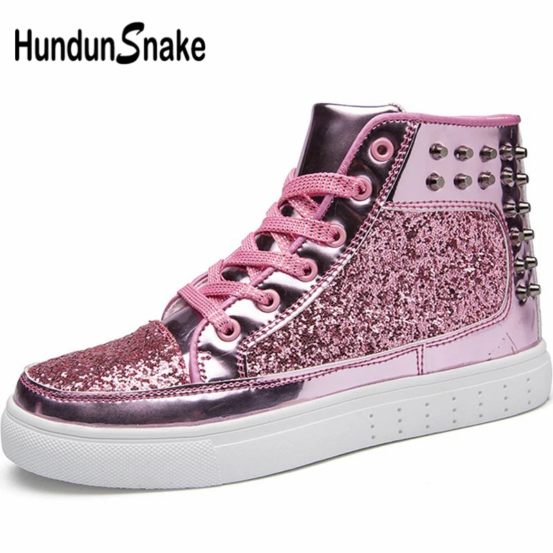 Hundunsnake High Top Women's Sneakers For Fitness Shoes Woman Sport Shoes Sports Women Running Shoes Glitter Krasovki Pink A-085 Hundunsnake High Top Women's Sneakers For Fitness Shoes Woman Sport Shoes Sports Women Running Shoes Glitter Krasovki Pink A-085