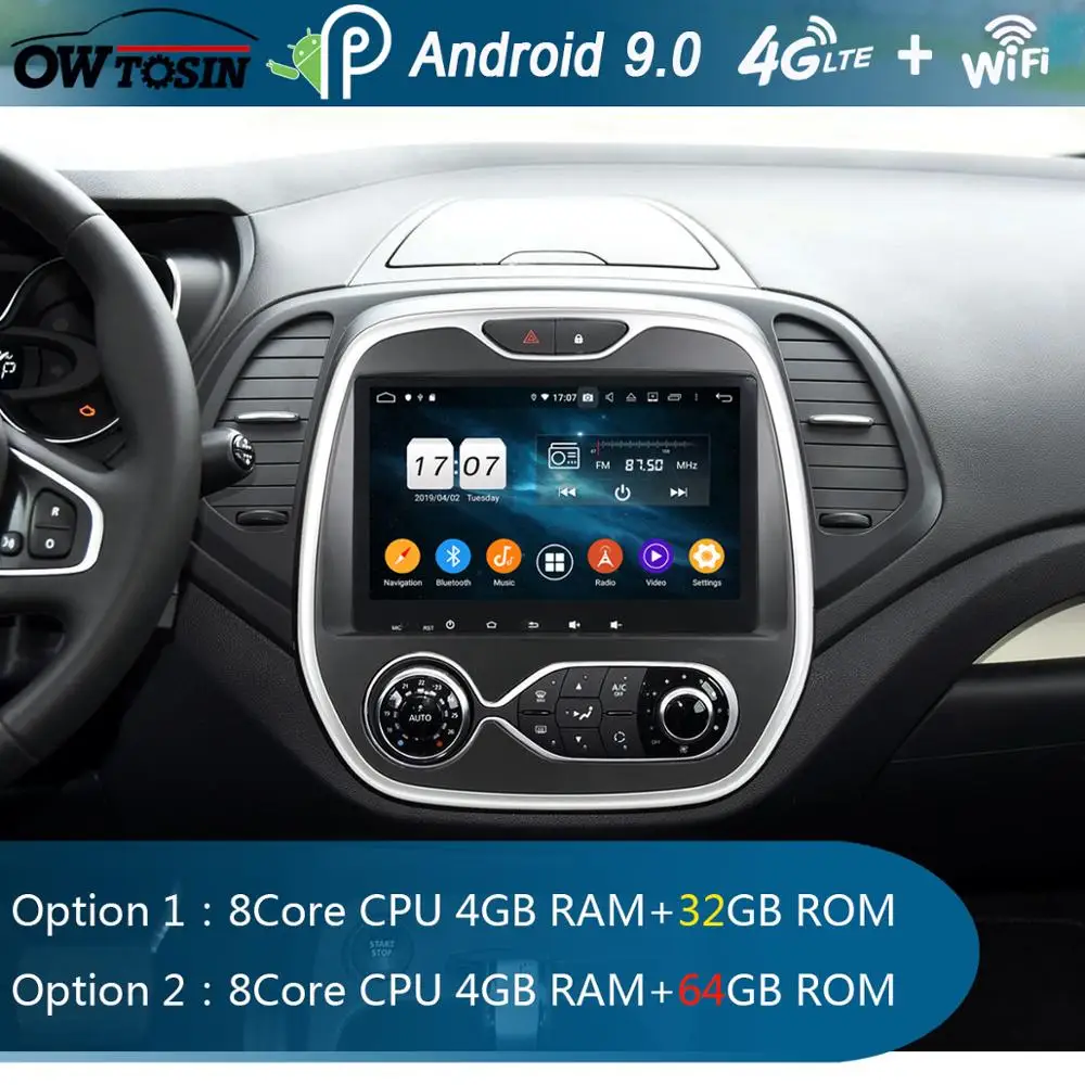 Clearance 9" IPS 8 Core 4GB+64GB Android 9.0 Car DVD Multimedia For Renault Capture captur AT 2011-2018 Radio GPS DSP CarPlay Parrot BT 1