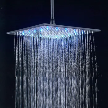 

LED Light 16-inch Faucet Head Rainfall Shower Head Bathroom Square Top Sprayer Oil Rubbed Bronze Brass Top Sprayer Head