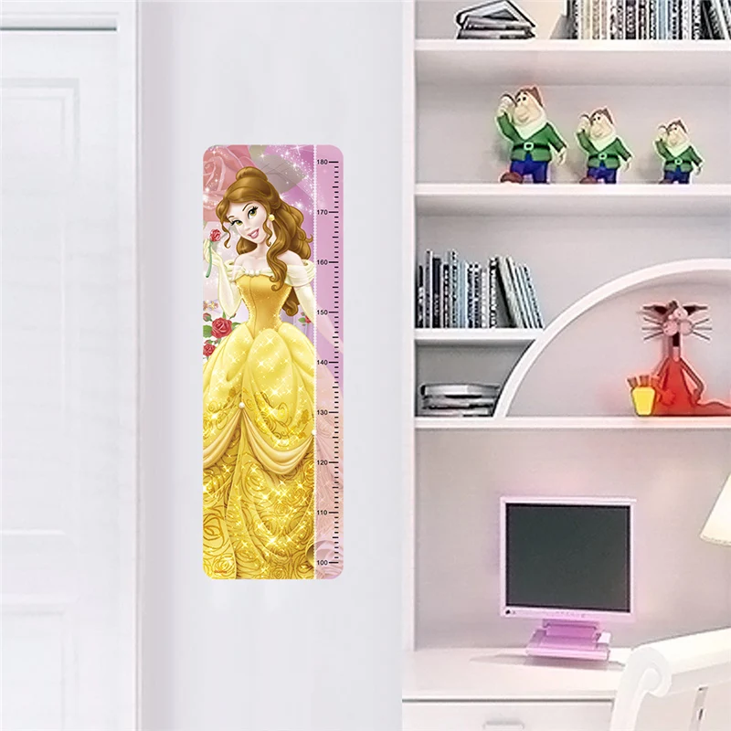 Snow White Anna Elsa Mermaid Rapunzel Cinderalle Belle Princess Growth Chart Wall Stickers Home Decor Kids Height Measure Decals - Цвет: C037-P
