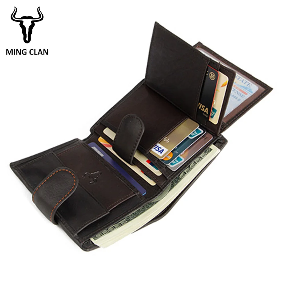 Короткие мужские кошельки Mingclan кошелек из натуральной кожи мужской клатч для