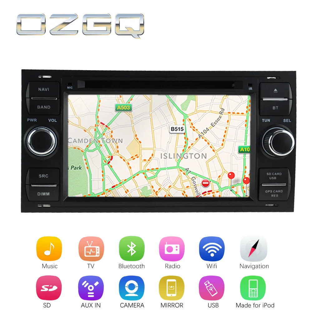 Excellent OZGQ Android 7.1 Car DVD Player For Ford Mondeo 2000-2007 Screen Auto GPS Navigation Bluetooth Radio TV Audio Video Music Stereo 1