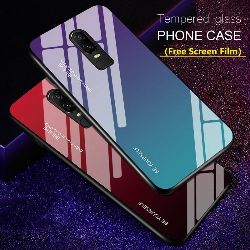

Protective Glass Phone Case for Oneplus 6T 6 Case Cover Bumper Coque One plus Oneplus 6 6T Glass Case Back Cover Housing