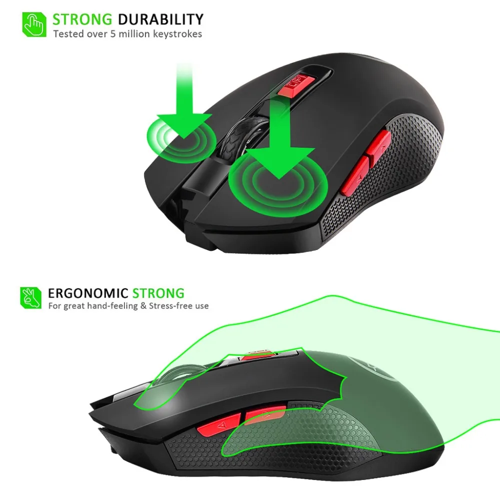 Ergonomic USB 2.4G Wireless Mouse 2400 DPI Optical Gaming Mice For PC Computer Laptop Notebook