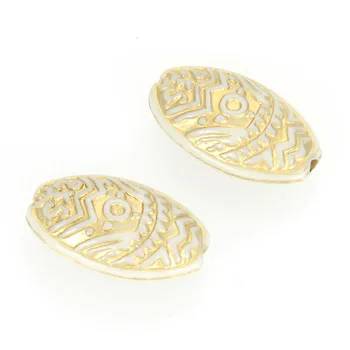 

Miasol 30 Pieces 22x13 MM Vintage Plating Acrylic Antique Style Design Stripe Oval Spacers Charm Beads For Diy Jewelry Making