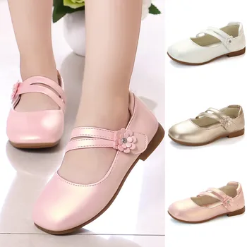 

Toddler Kids Baby Girls Flower Leather Single Princess Party Shoes Sandals leather Pu soft bottom shoes with stripes for toddler