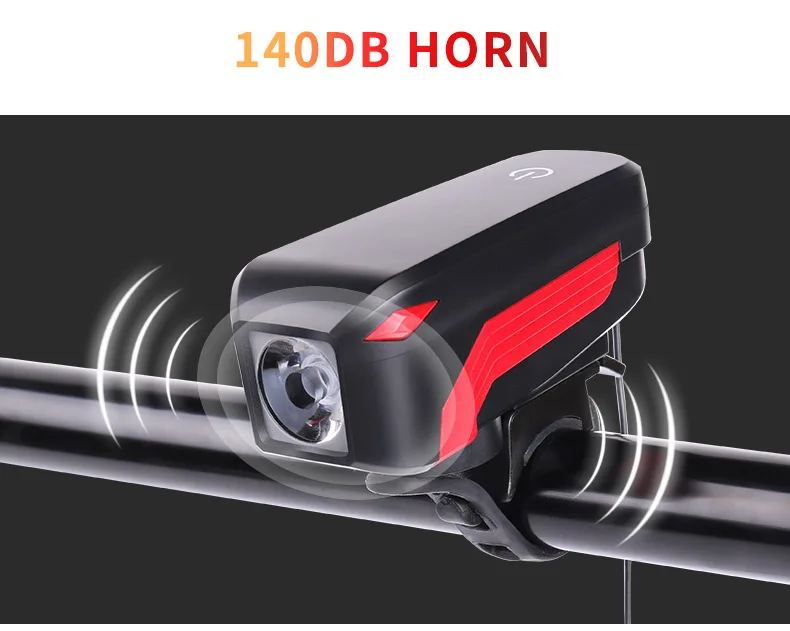 Best WHEEL UP Bike Bicycle Horn Headlight USB Rechargeable LED Lamp IPX5 350 Lumens Cycling Headlight With Horn Handlebar Flashlight 6