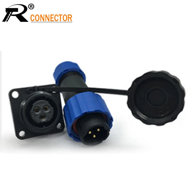 

1Set IP68 Waterproof SD16 Aviation Connector Male Plug+Female Socket 16MM SP16 2/3/4/5/7/9/10 Pins 4 Hole Square Panel Mount