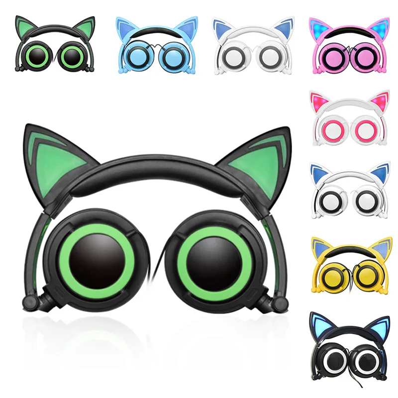 

Cat Ear Headphone Glowing Bear Gaming Headset Earphone with LED light For PC Laptop Mobile Phone