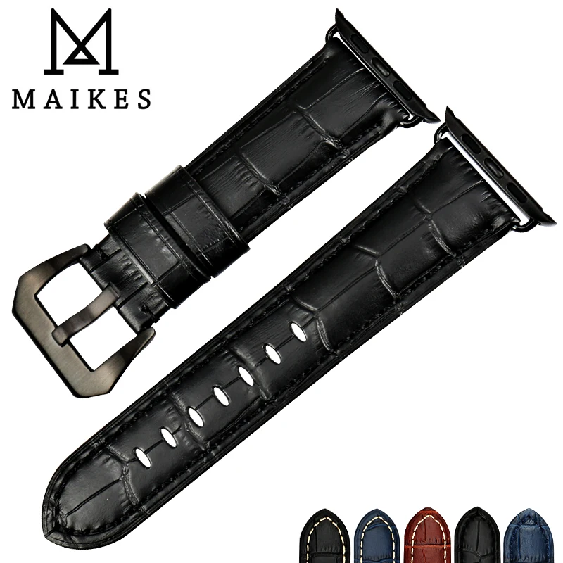 Ремешок для часов MAIKES из натуральной кожи браслет Apple Watch 42 мм 38 44 40 iWatch 1 2 3 4
