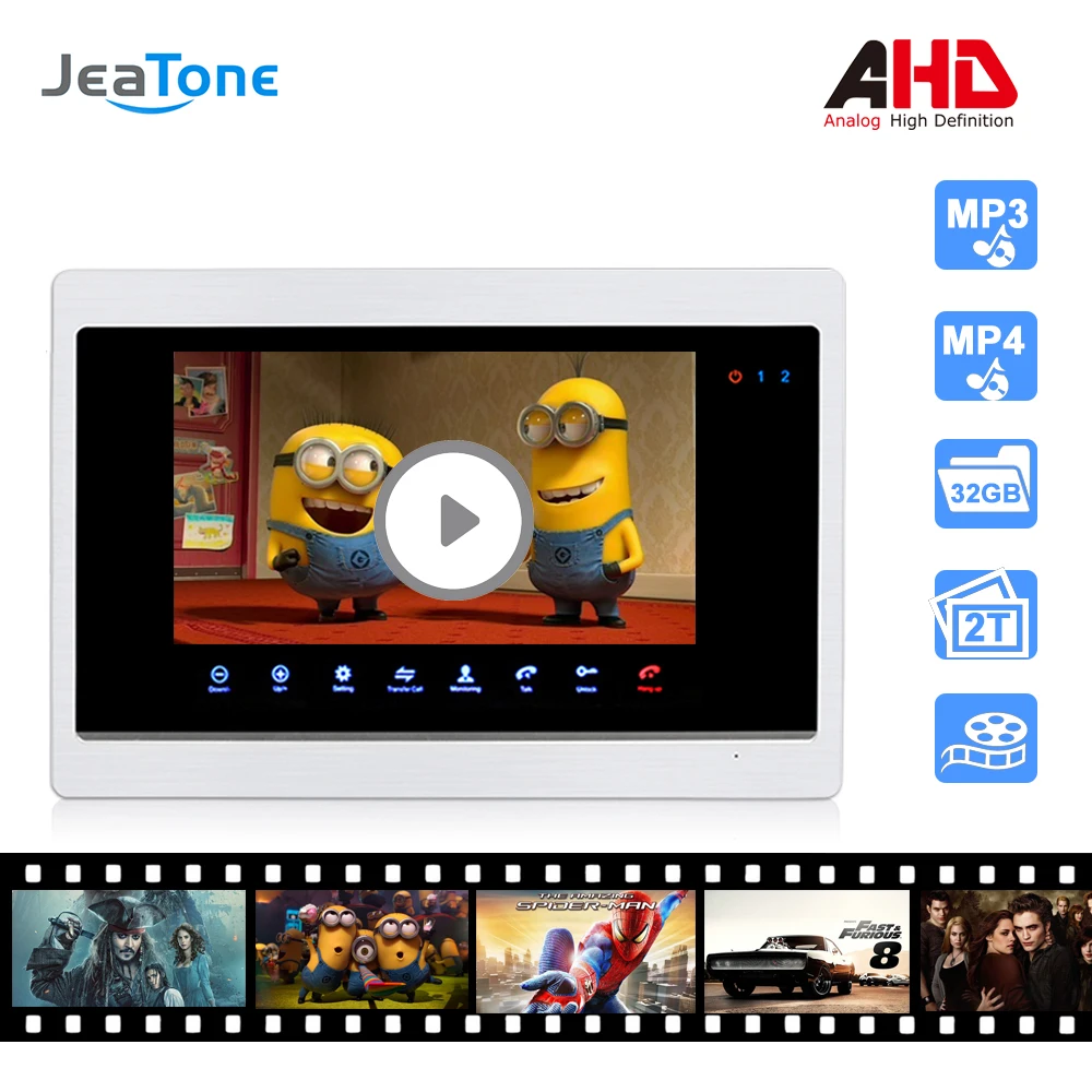 AHD 4 Wired 720P 7'' Video Door Phone Intercom DoorBell Door Speaker Hands-free Motion Detection Touch Button Monitor MP4 Player AHD 4 Wired 720P 7'' Video Door Phone Intercom DoorBell Door Speaker Hands-free Motion Detection Touch Button Monitor MP4 Player