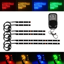12V 6PCS RGB 5050SMD LED Car Motorcycle Glow Lights Flexible Neon Strips Kit Chopper Frame With