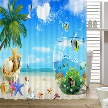 

Sea World Shower Curtains Waterproof Women Bathroom Products showers curtain Polyester Fabric Merchandises betty boop AP8G