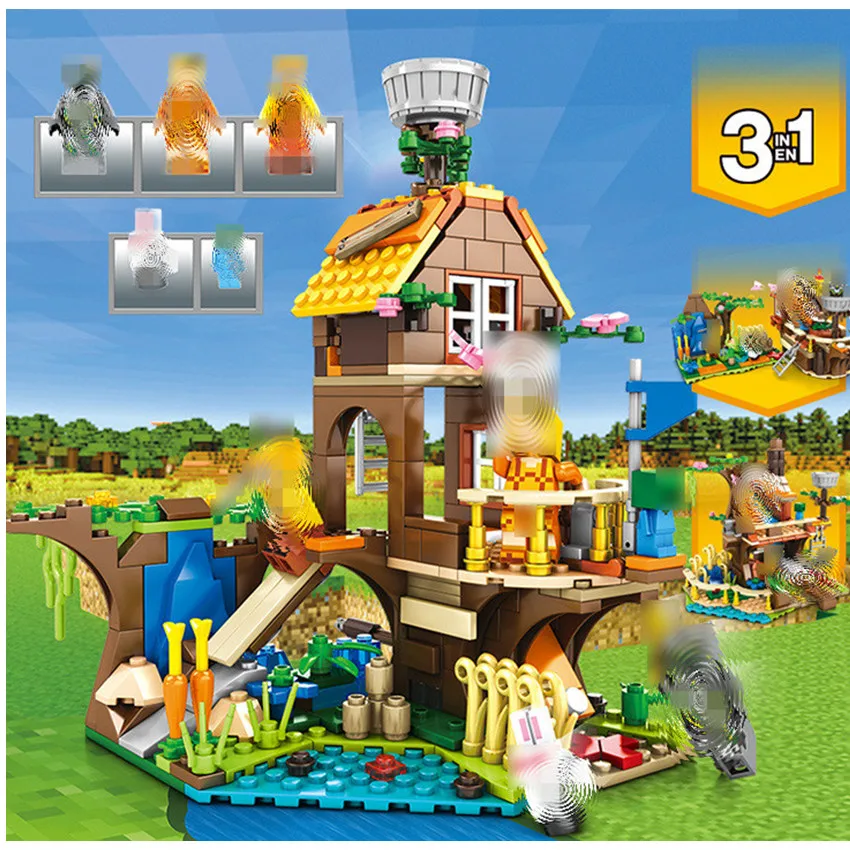 

369pcs Compatible Legoingly Village Tree House 3in 1 MOC Building Blocks Creative Sets Models Educational Toys for Children