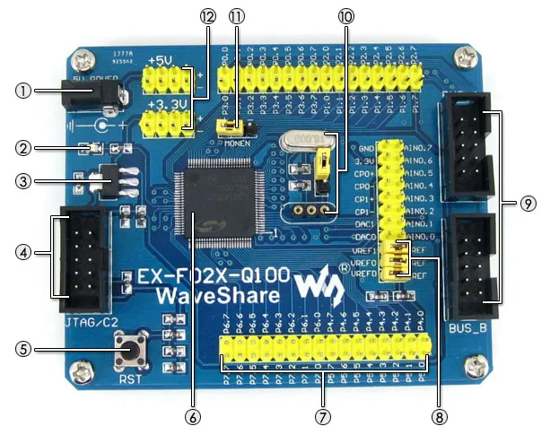 C8051F серии c8051f020 8051 Совет по развитию Evaluation Kit Инструменты полный I/O Expander ex-f02x-q100 Стандартный