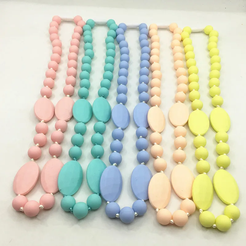 

Baby Silicone Teething Necklace baby colors Nursing Chewing Necklace Toy BPA Free Jewelry For Baby&Mommy