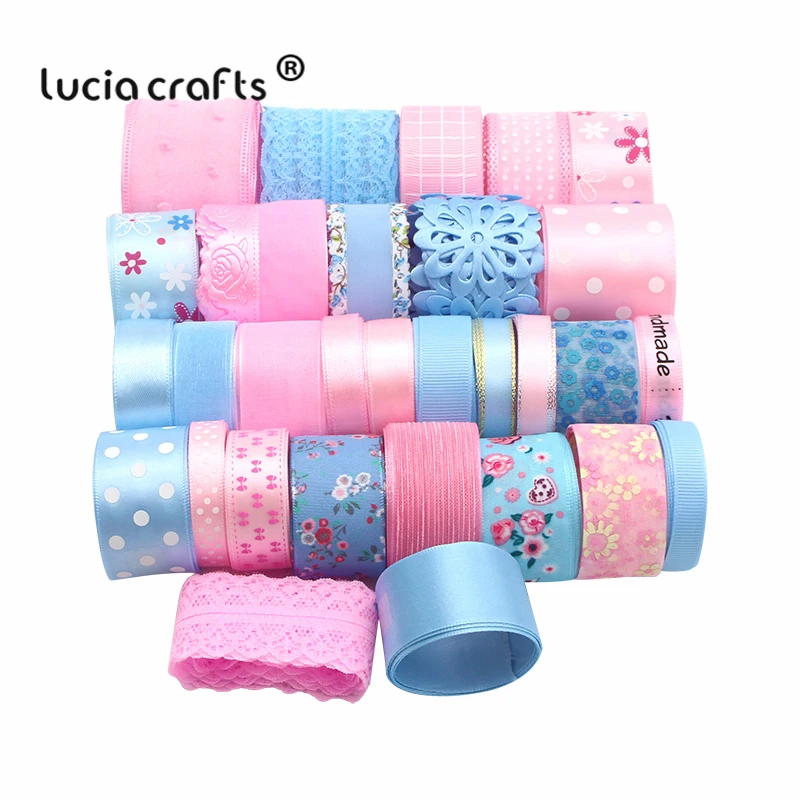 

30Yards 10-45mm Pink/Blue Series Ribbons Set Lace Bow DIY Sewing Garment Handmade Packing Materials 040054281