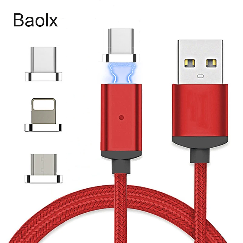 

1M 3 in 1 USB Type C/Micro USB/IOS Magnetic Cable USB-C Fast Charging Charge Adapter Magnet Cable For Apple iPad Samsung Android