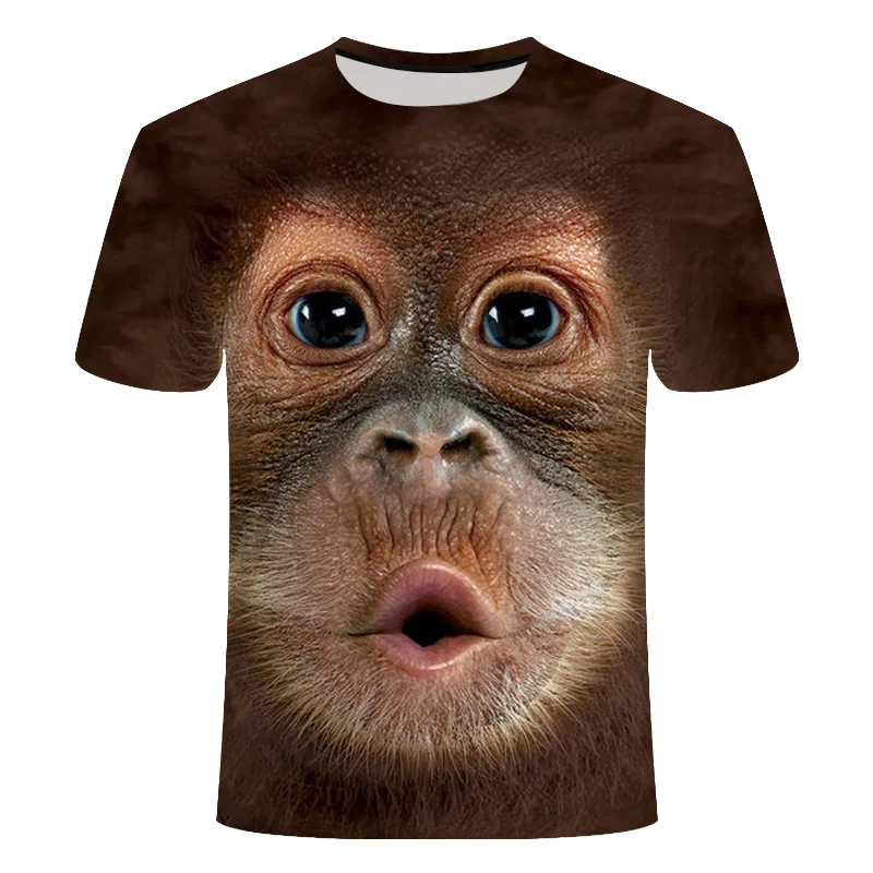 Summer Men's brand clothing O-Neck short sleeve animal T-shirt monkey/lion 3D Digital Printed T shirt Homme large size 6xl