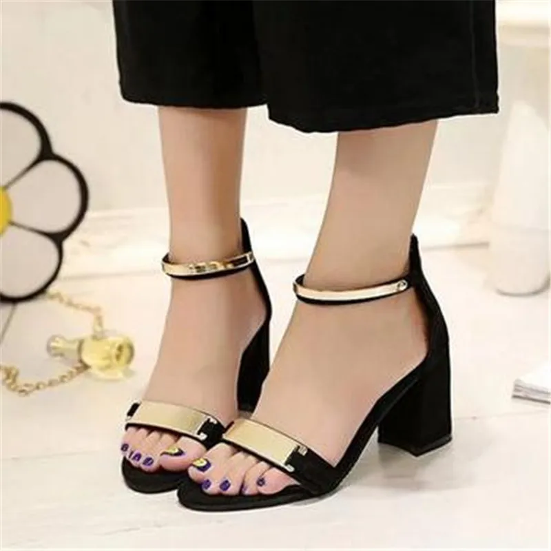 

2017 summer new style shoes simple and elegant ladies shoes thick with high heels tide exposed toe women sandals