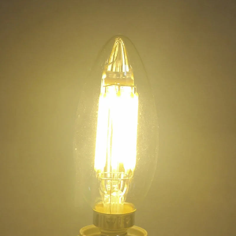 Удара E12 E14 E27 светодиодный свечки C35 свет 2 W/4 W/6 W теплый/холодный белый Ретро лампа