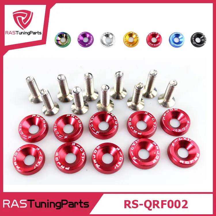 10 Pcs/Pack JDM Style Aluminum Fender Washers and Bolt for Honda Civic Integra RSX EK EG DC (RS-QRF002)