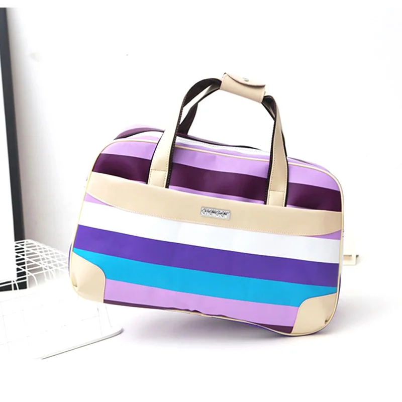 Модная Женская дорожная сумка из ПВХ, вместительная переносная сумка для багажа, чемоданы и дорожные сумки, водонепроницаемая полосатая сумка для багажа