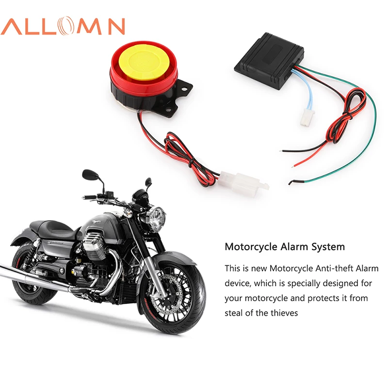 ALLOMN 12V Motorcycle Alarm System Lock Motorbike Anti Theft Horn Alarm