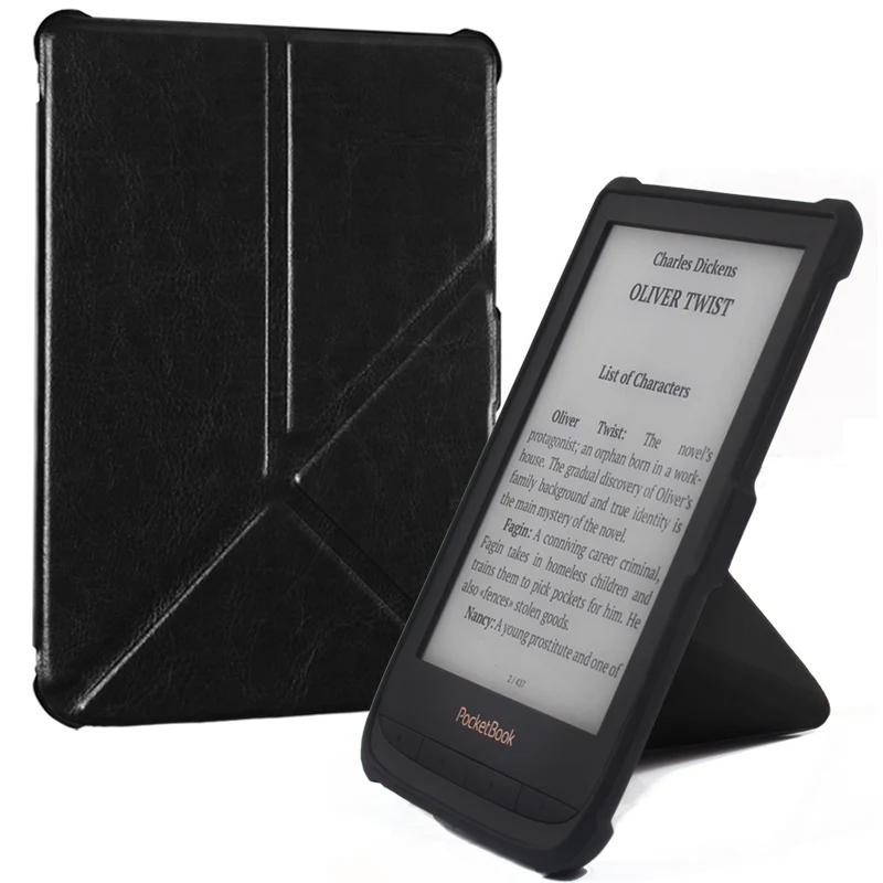 BOZHUORUI smart cover Чехол для Pocketbook 616 627 632 электронных книг, touch Lux 4/одноцветное Lux 2/Touch HD 3 раскладной стенд PU кожаный чехол - Цвет: Classic black