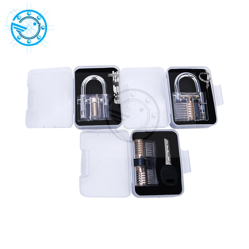 

2017 hot sale 3set Transparent Visible Cutaway Practice Padlock Door Lock Pick Training Skill For Locksmith Super Pick Tool Set