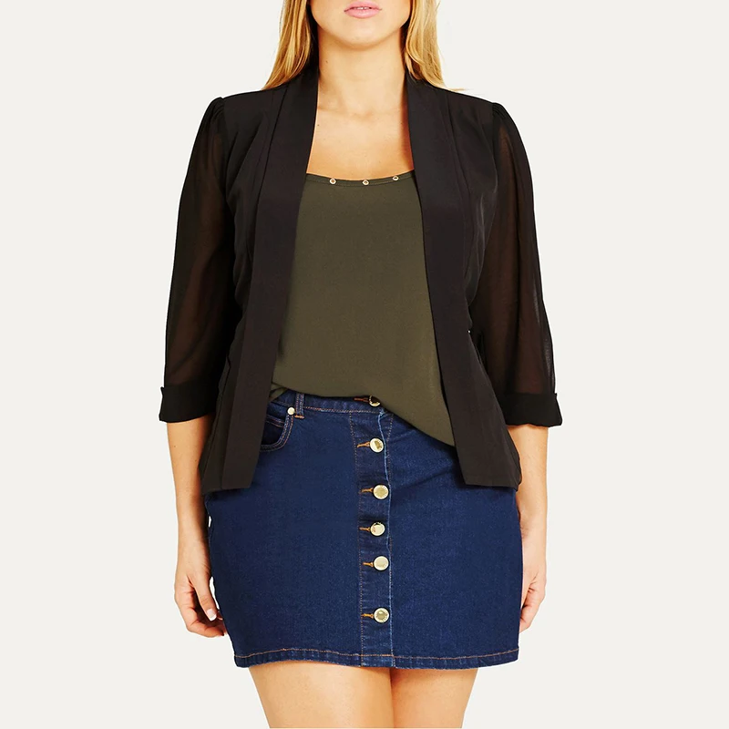 Autumn Winter Women Blazers And Jackets Black Color Jacket Long Sleeve Slim Suits Women Jacket Plus Size Blazer 3XL 4XL 5XL 6XL