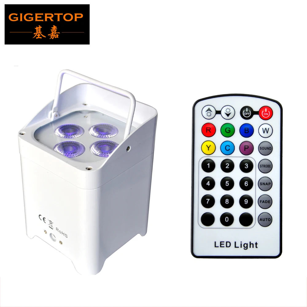 TIPTOP TP-B05 4X6W RGBWA UV 6IN1 Casting Aluminum Battery Wireless Led Par Light Infrared Remote Control White/Black Color Case