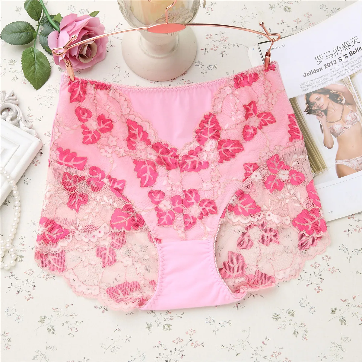 2018New Pattern Women's Panties High Waist Cotton Underpants Ma'am Sexy Lace Briefs