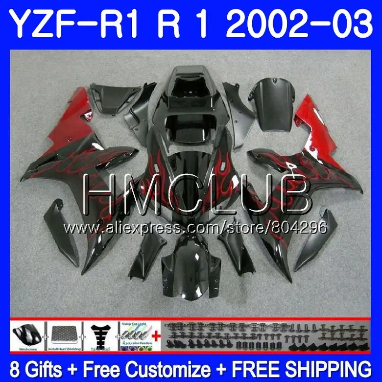

Body For YAMAHA YZF-1000 YZF R 1 YZF 1000 YZFR1 Red flmaes 02 03 109HM.8 YZF1000 YZF R1 2002 2003 YZF-R1 03 02 Fairings Frame