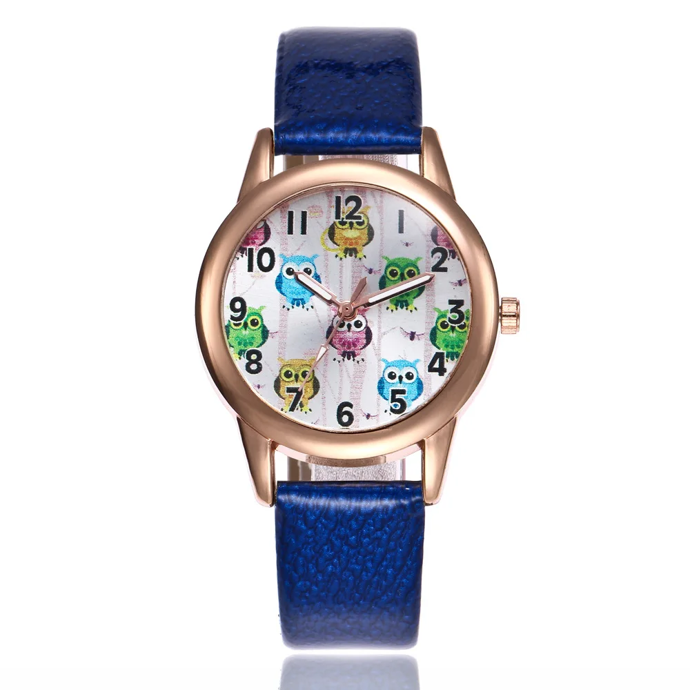 Kids Watch Fashion Cute Cartoon Owl Leather Strap Wristwatch Simple Digital Girl Boy Watch Child Quartz Watch