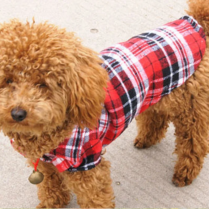 Умные костюмы для домашних животных, собачий щенок клетчатая футболка блузка пальто куртка одежда Толстовка Красный L