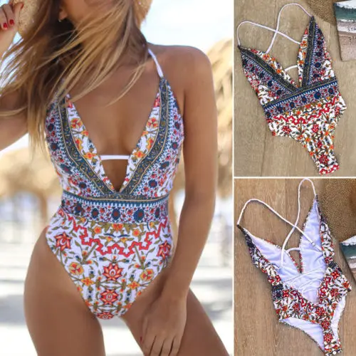 

2018 New Fashion Hot Sexy Women One Piece Monokini Push Up Bikini Swimwear Swimsuit Bathing Plus Size