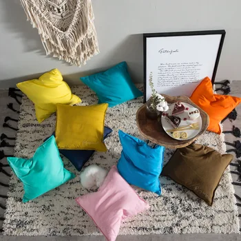 

45x45/60x60cm Nordic simple candy color cushion cover sofa chair pillow case decorative fresh color pillow cover pillowcase bed