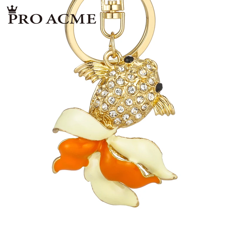 

Pro Acme Small Goldfish Rhinestone Keychain Alloy Key Holder Women Bag Pendant Purse Bag Buckle Keyring llaveros mujer PWK0720