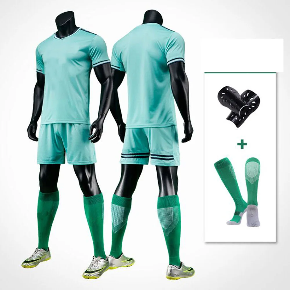 

19 20 Adult Soccer Jerseys Set Football kit Training Suits Uniform for blank custom Sport Jersey with Socks and Shin Guards