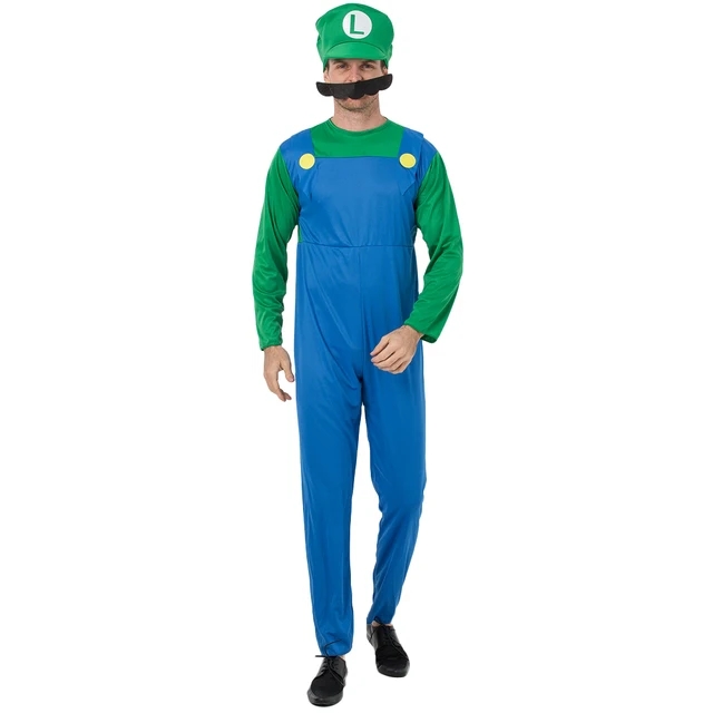 Cosplay Adults and Kids Super Mario Bros Cosplay Dance Costume Set Children Halloween Party MARIO & LUIGI Costume for Kids Gifts -