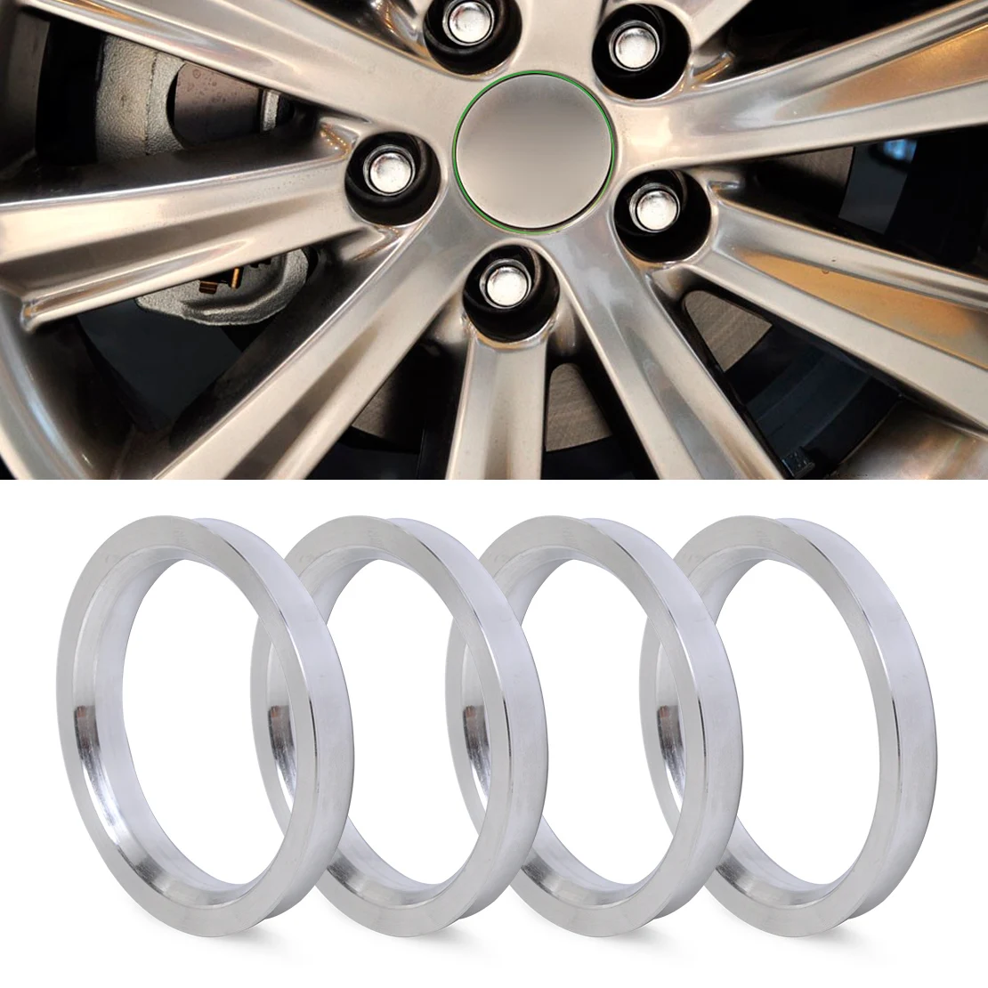 Pneugo! 4 Anelli Di Centraggio Per Cerchi In Alluminio 66.6 Mm - 56.6 Mm, Made In Germany, In Plastica Rinforzata Con Fibra Di Vetro