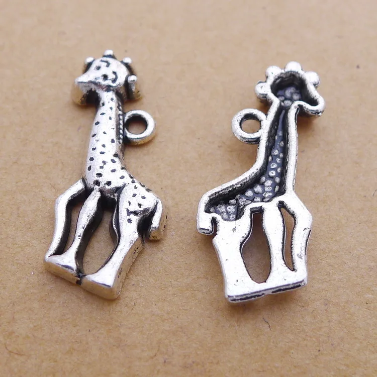 

100pcs Charm giraffe pendant 10*23mm 1.4g Antique silver Handmade Jewelry Making DIY Supplies European Alloy accessories Hot